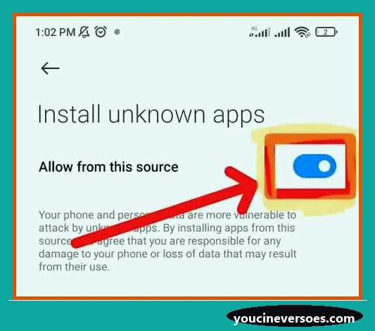 YouCine Versões Antigas APK para Android 5 Ativar permitir desta fonte no Android
