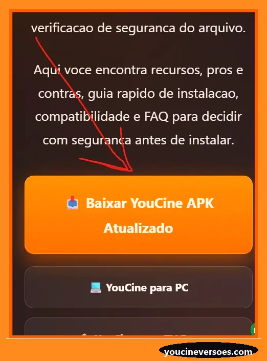 YouCine 1.1.2 APK para Celular Antigo 2 Clicar no botão para baixar YouCine APK versão antiga