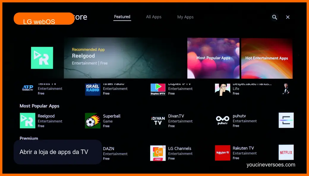 YouCine APK Smart TV: qual TV aceita APK e o que testar 3 Loja de aplicativos da LG webOS em smart TV