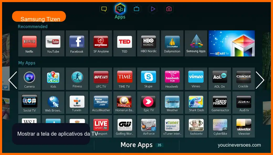 YouCine APK Smart TV: qual TV aceita APK e o que testar 2 Loja de aplicativos da Samsung Tizen em smart TV